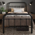 Allewie Twin Metal Bed Frame with Victorian Iron-Art Headboard, Black | Victorian Style Wrought Iron-Art Headboard/Footboard, Easy Assembly, Under Bed Storage, No Box Spring Required
