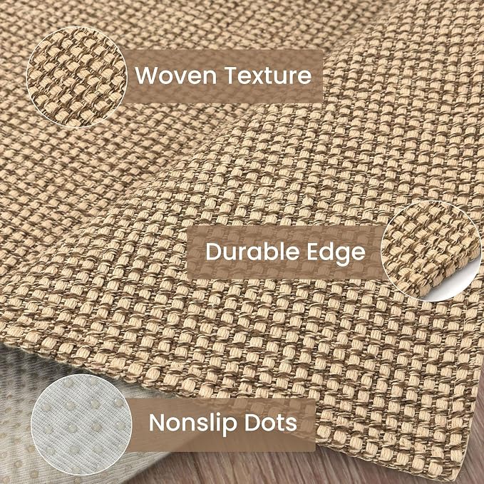 IOHOUZE Washable Area Rug 5x7 Non Slip Rubber Backed Woven Rugs for Living Room, Dining Room Rugs Bedroom Rug, Floor Carpet for Living Room Nursery Office, Orange/Tan/Brown