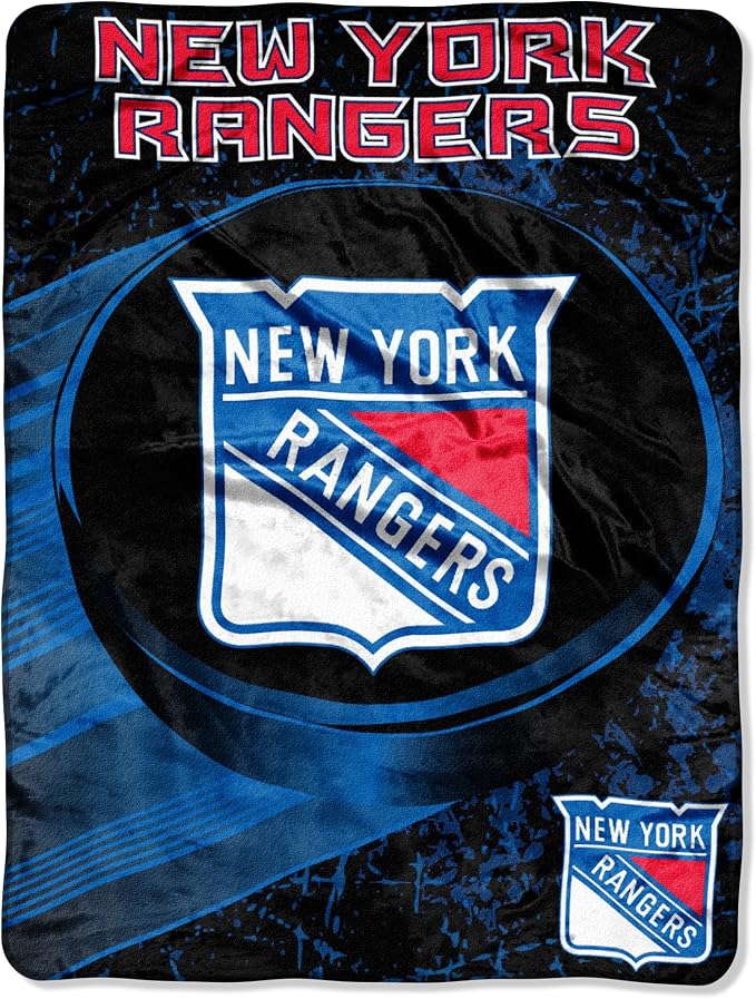 Northwest NHL New York Rangers Unisex-Adult Micro Raschel Throw Blanket, 46" x 60", Ice Dash