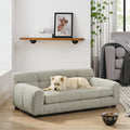 Dog Couch Bed with Backrest and Armrest, Durable Pet Sofa with Upholstered Foam Cushion, Elevated Dog Couch Bed with Legs for Medium Dogs, Dark Beige