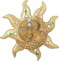 George S. Chen Imports Hand Painted Polyresin Mosaic Sun and Moon Face Wall Décor – Celestial Art for Indoor or Outdoor Home Decoration 63148