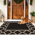 Washable Moroccan Easy Jute Rug, 3x5 Neutral Outdoor Indoor Patio Small Bordered Rug, Woven Thin Non Slip Carpet Door Mat for Entryway Front Door Porch Farmhouse Backyard Kid Nursery Play Room