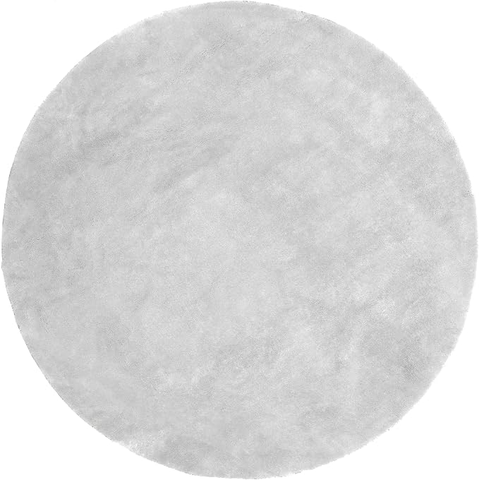 nuLOOM Loni Light Grey Solid Washable Area Rug, 4' Round