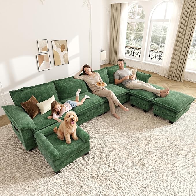 KKL Dog Couch 27.5" Wide, 2-in-1 Removable Base–Elevated 18.8" Dog Sofa Bed for Small & Medium Cats & Dogs, Matching Human Sofa Style, Green