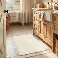 Collive Small Bathroom Rug 2' x 3', Modern Farmhouse Kitchen Rugs Hand Woven Washable Entryway Rugs, White Low Profile Front Door Mat Reversible Braided Carpet for Porch Back Bedroom Boho Decor