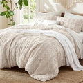 Bedsure Tufted Boho Comforter Set Twin Size - Ivory Boho Bed Set, GentleSoft™ 2 Pieces Farmhouse-Style Embroidery Bedding, Gifts for Woman, Soft Jacquard Twin Comforter for All Seasons