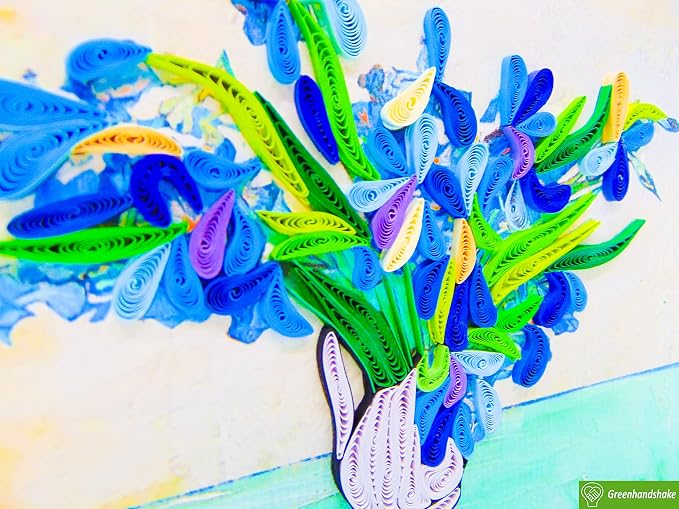 Van Gogh's Irises (1890) Quilling Art Greeting Card,Design Greeting Card for Birthday, Valentine's Day, Get Well, All Occasion. Framable Artwork for Art Lovers