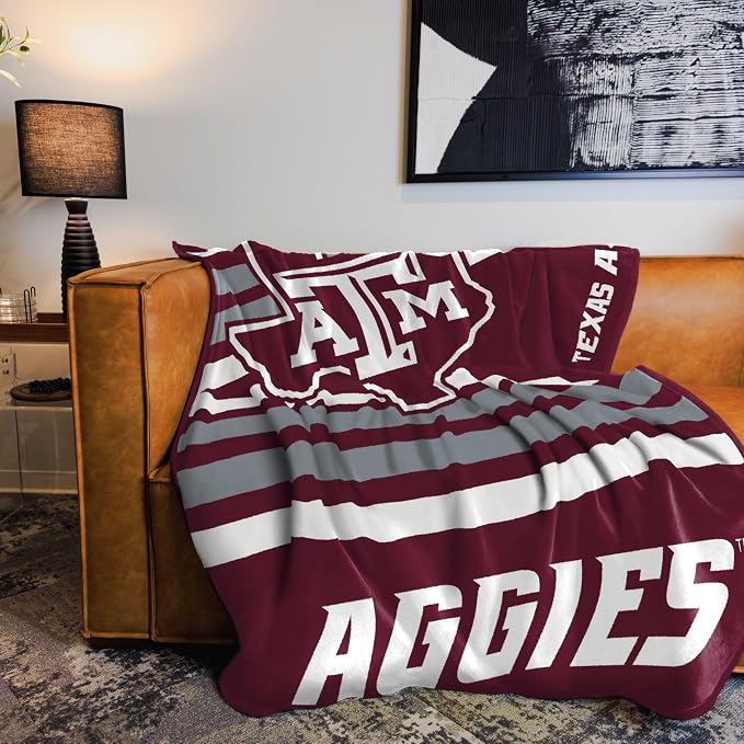 Logo Brands NCAA Raschel Throw Blanket – 50 x 60 Soft Fleece Blanket, Officially Licensed Collegiate Design, Cozy Throw for Tailgating, Game Day, & Home Décor