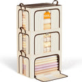 3 Openings Clothes Storage Bins with Metal Frame，100L (brown) | Oxford-Gewebe