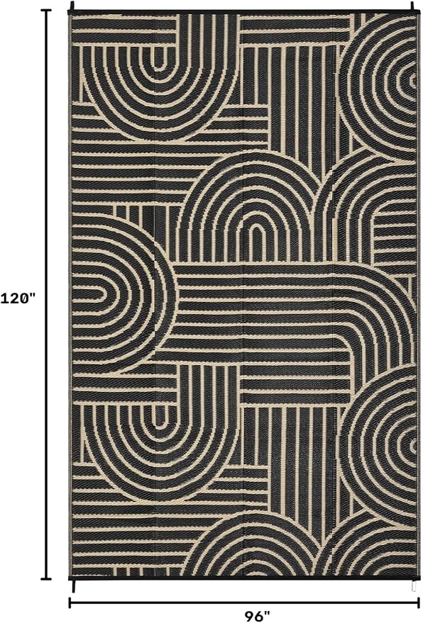 Garvee Reversible Rainbow Outdoor Rug 8x10, Waterproof Outdoor Plastic Straw Rug, RV Mat for Picnics, Patio, Camping, Balcony, Deck, Backyard, Porch, Brown