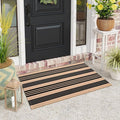 LEEVAN 2.3'X3.6' Black and Tan Striped Woven Cotton Reversible Outdoor Rug | Small Machine Washable Front Porch Rug, Entryway Door Mat, Indoor Layering Carpet for Farmhouse Bathroom Laundry