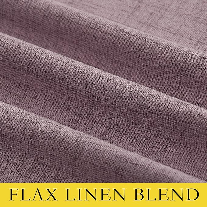 NICETOWN Chaise Mauve Vintage Linen 100% Blackout Curtains for Living Room, Thermal Insulated Curtains 84" Long, Noise Reducing Window Treatment Drapes for Hall Room, 42" Wide Per Panel, Set of 2