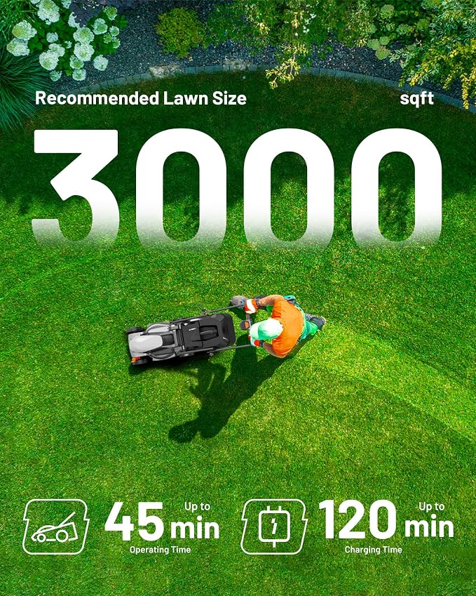 Litheli 14” Cordless Lawn Mower, 8.0Ah High Capacity Battery, Brushless Motor Push Mower, 5 Height Adjustments, 9 Gal Bag, Great for Mid to Large Lawns