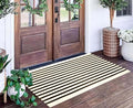 Black and Beige Outdoor Rug 2'x4.3',Striped Front Porch Rug Machine Washable Front Door Mat Entryway Throw Rug for Front Porch Indoor Outdoor Doormat