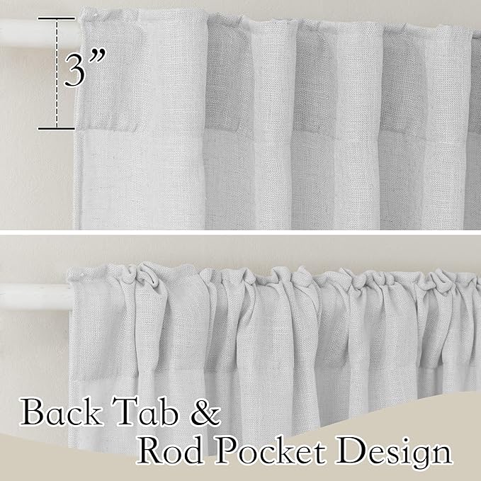RYB HOME Linen Sheer Curtains for Living Room Privacy Semi Sheer Window Drapes - Image 3