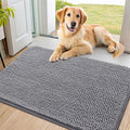 Smiry Dog Door Mat for Muddy Paws 36x24, Absorbent Dirt Trapper, Non-Slip Washable Chenille Entryway Rug for Inside Floor, Grey, Classic Solid