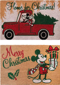 Gertmenian Disney Mickey Mouse Coir Doormat - 2x3 Welcome Mat (2-Pack), Ideal for High Traffic Areas in Front Door, Garage, Entryway - Retro Mickey Home for Christmas, 47321