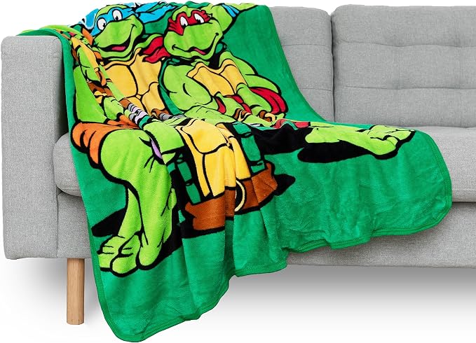 NORTHWEST Teenage Mutant Ninja Turtles Micro Raschel Throw Blanket, 46" x 60", Cowabunga Dudes (Pack of 4)