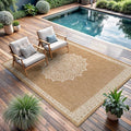 CAMILSON Outdoor Rug 8x10 Medallion Natural Modern Area Rugs for Indoor and Outdoor Patios Kitchen and Hallway Mats Washable Porch Deck Outside Carpet (Medallion Natural 8 x 10)