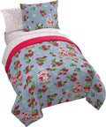 Strawberry Shortcake Full Comforter Set 7 Piece Kids Bedding, Blue | Bed in a Bag, Comforter Sheets Shams Pillowcases, Official Brand, Soft Microfiber, Machine Washable, Girls Gift