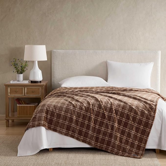 Nautica - Queen Soft Blanket, Plaid, Lightweight & Cozy Plush Bedding
