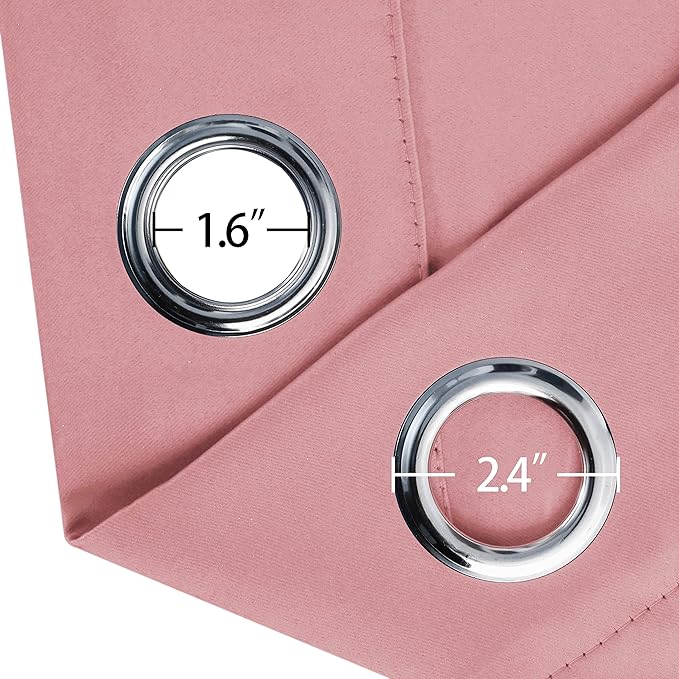 LEMOMO Pink Thermal Blackout Curtains/52 x 95 Inch/Set of 2 Panels Room Darkening Curtains for Bedroom