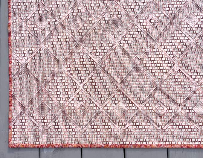 Unique Loom Outdoor Trellis Collection Area Rug - Tribal Trellis (4' 1" x 6' 1" Rectangle, Rust Red/ Ivory)