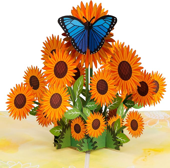 Paper Love Pop Up Cards 2 Pack - Includes 1 Spring Flower Bike and 1 Sunflower, For All Occasions, Mother Day, Birthday, Just Because- Includes Envelope and Note Tag