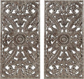 Madison Park Carved Wood Wall Art 2 Piece, Floral Wooden Carving Wall Decor, Bronze Wall Art Living Room Bedroom, Copper Embellished Boho, Ready to Hang, 15.75"W x 31.5"L, Bronze
