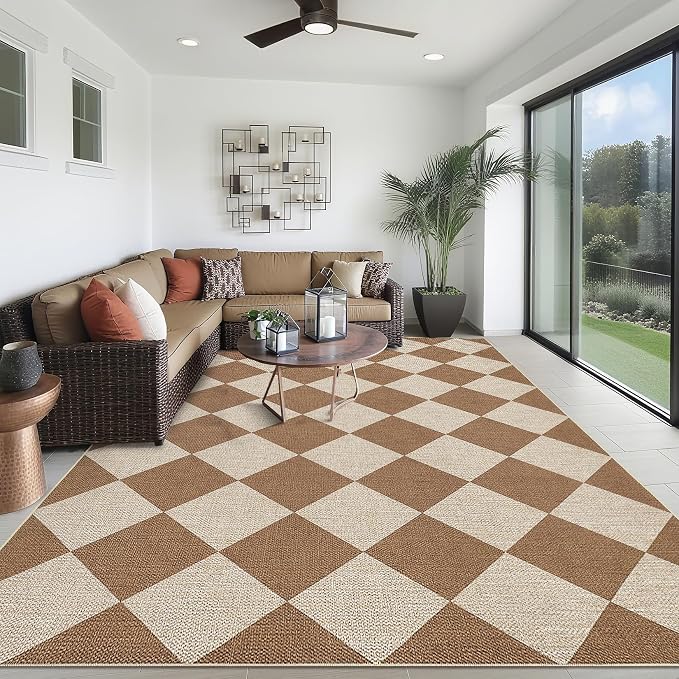 COZYLOOM 6x9 Bedroom Rug Machine Washable Area Rugs for Living Room Non Slip Non Shedding Modern Geometric Diamond Rug Stain Resistant Contemporary Carpet for Dining Room, RV, Patio, Coffee