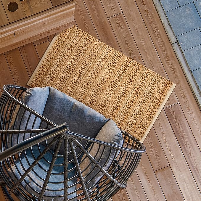 THE BEER VALLEY Jute Patsan Kitchen Rug 2x3 Feet - Natural | Accent Soft Thick Twist Door Mat for Entryway, Easy Clean Outdoor Hand Woven Small Rugs