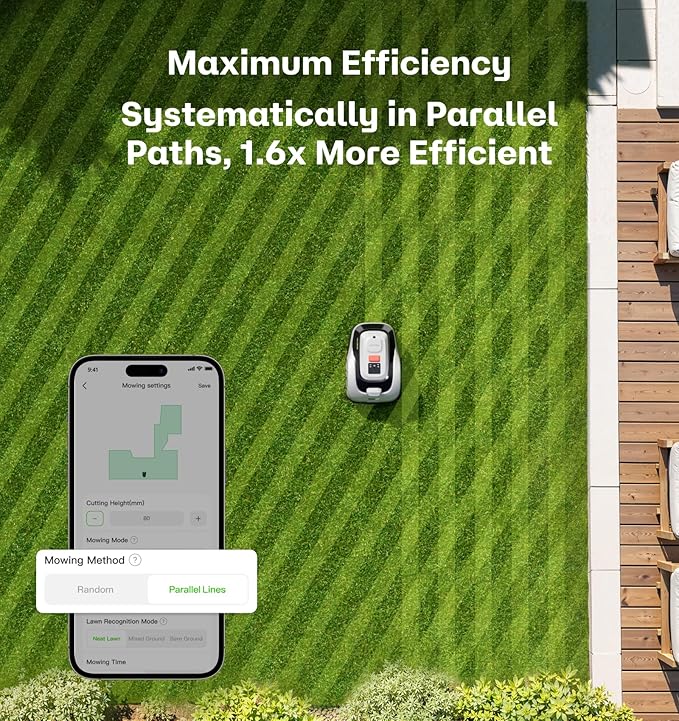 Raccoon 2 SE Wire Free Robot Lawn Mower, No RTK for Max. 0.15 Acre Lawn Area, 1.18"–3.15” Cutting Height, Intelligent AI Robotic Lawn Mower with 5Ah Fast-Charging Battery Robot Mower for Small Lawns