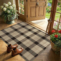 3x4 Entryway Door Mat Indoor – Washable Non Slip Small Rug for Front Door, Kitchen Sink, Mudroom, Garage Entry, Low Profile Easy Clean Farmhouse Plaid Floor Mat