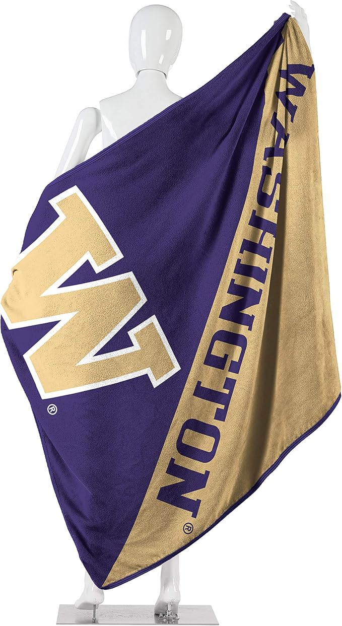 Northwest NCAA Washington Huskies Unisex-Adult Micro Raschel Throw Blanket, 46" x 60", Halftone