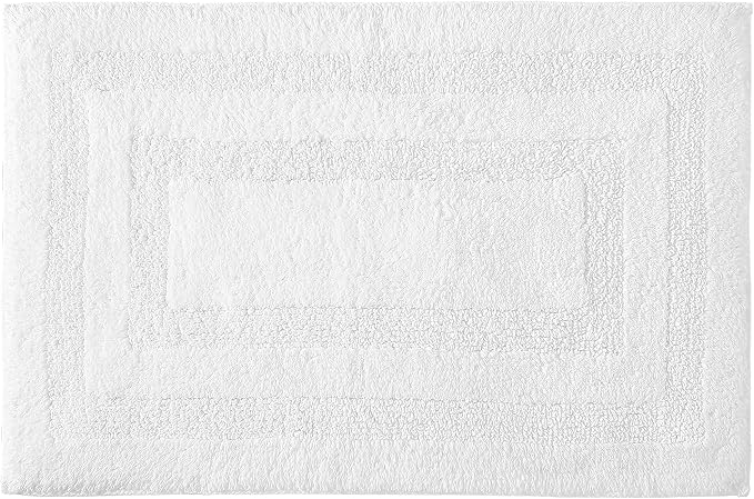 Nautica - Bath Rugs, Reversible Tufted Cotton Bath Mat, Soft & Absorbent, Oeko-Tex Certified (Micellar Solid White, 2-Piece)