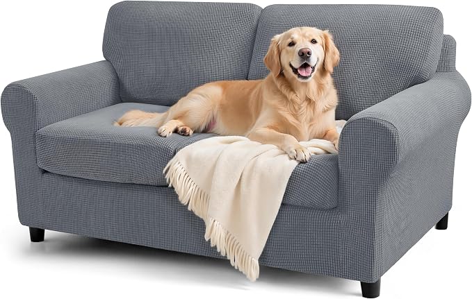 SUBRTEX 5 Pieces Stretch Sofa Slipcover Sets Couch Cover Sets Backrest Cushion Covers Furniture Protector Collection Set for Oversize Sofa Loveseat Chair Slip Covers(Medium, Light Gray)