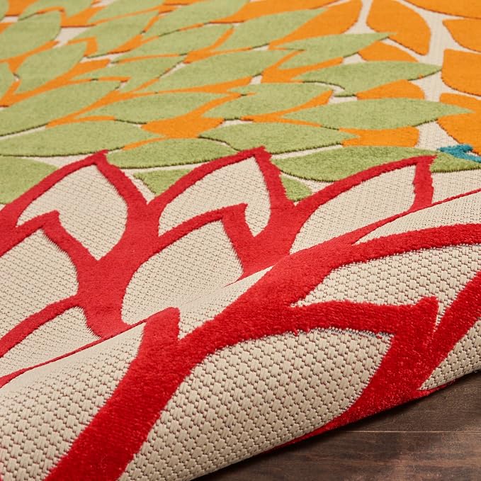 Nourison Home Aloha 9'6" x 13' Green Tropical Indoor/Outdoor Fabric Rug
