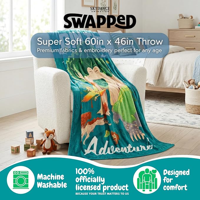 Swapped Movie Kids Throw Blanket, 46 in x 60 in, Soft Cozy Decorative Blanket for Couch, Bed, or Gaming Room (Officially Licensed Product) by Franco