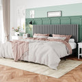 Allewie King Bed Frame, Velvet Upholstered Platform Bed with Adjustable Vertical Channel Tufted Headboard, Mattress Foundation with Strong Wooden Slats, Box Spring Optional, Easy Assembly, Grey
