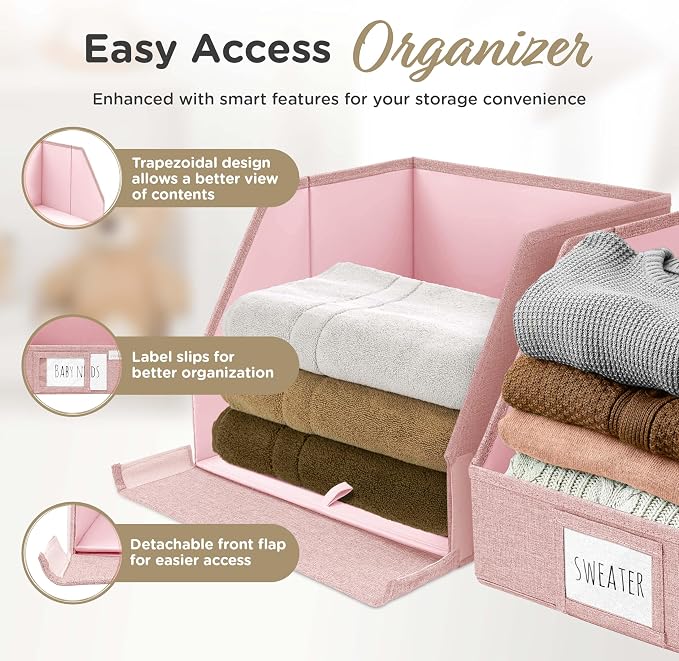 VIVIDECOR Open Front Trapezoid Closet Bins, Storage Baskets for Closets