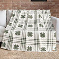 Lucky Brand 50" x 70" Plush Throw Blanket, Clover Gingham Plaid Sage Green Blanket for Sofa or Bed