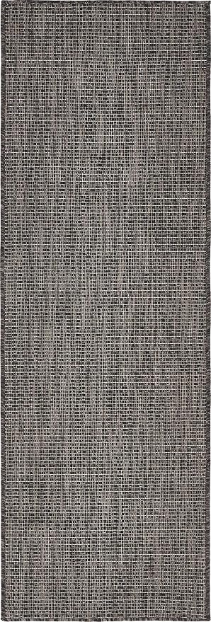Unique Loom Collection Casual Transitional Solid Heathered Indoor/Outdoor Flatweave Area Rug (2' x 6' 1" Runner, Black/Ivory)