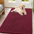 Smiry Dog Door Mat for Muddy Paws 47x32, Absorbent Dirt Trapper, Non-Slip Washable Chenille Entryway Rug for Inside Floor, Burgundy, Classic Solid