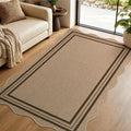 EDIMENS Scalloped Easy Jute 3x5 Outdoor Rug, Washable Non-Slip Geometric Tan Rugs for Entryway, Indoor Outdoor Farmhouse Rug Modern Carpet Door Mat Area Rug for Patio Living Room Porch Kitchen