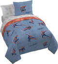 Marvel Spiderman Queen Comforter Set 7 Piece Bedding for Boys, Blue | Bed in a Bag, Comforter Sheets Shams Pillowcases, Official Product, Soft Microfiber, Machine Washable, Boys Gift