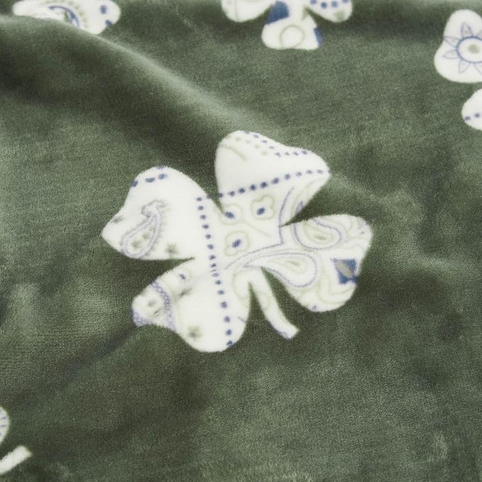 Lucky Brand 50" x 70" Plush Throw Blanket, Clover Green Blanket for Sofa or Bed