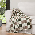 Jessica Simpson Plush 50"X70" Throw Blanket - Emery Checkerboard Olive/Grey - Luxurious Plush Blanket for Ultimate Comfort and Cozy Warmth