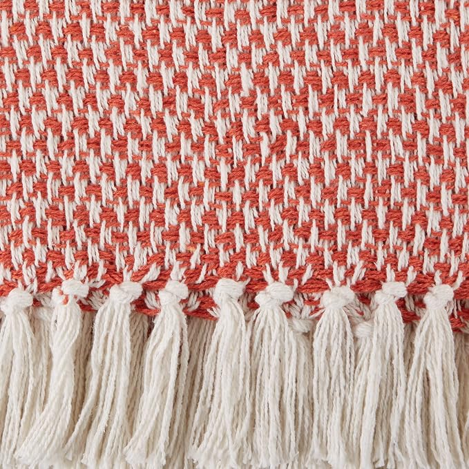 DII Woven Throw Collection 100% Cotton, Basketweave, 50x60, Spice
