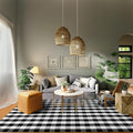 IOHOUZE Buffalo Plaid Checkered Rug 8x10 Ft Front Door Mats, Washable Area Rugs for Front Porch Decor, Spring Summer Welcome Mats Outdoor, Black White Rug for Farmhouse/Entryway/Home Entrance