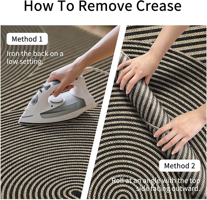 Non-Slip Jute Rug for Entryway: 3x5 Outdoor Mat - Black Curve Pattern | Safe Walking for Family All Day and Help with Cutting Slip Falls by 70%